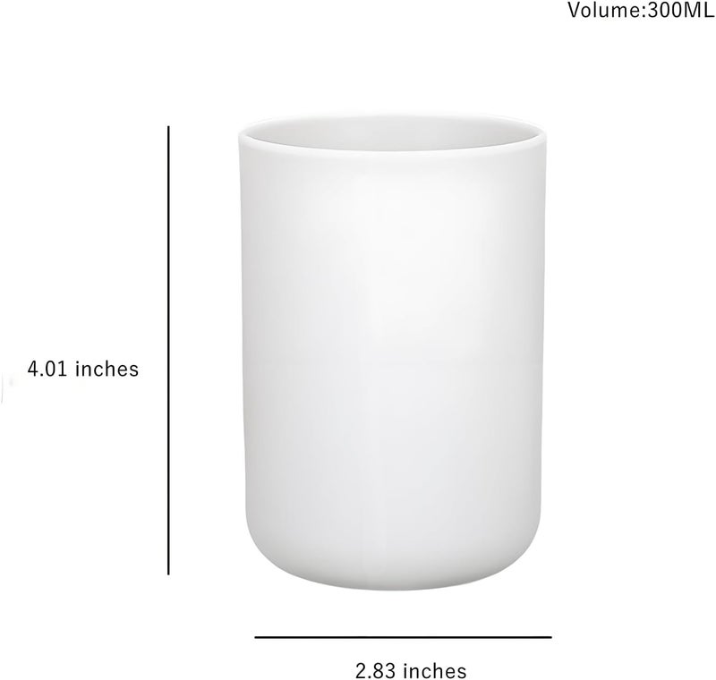 HUAMIAODI 2 Pieces Plastic Bathroom Tumbler Cup Toothbrush Holder Organizer Tumbler Cups for Bathroom Vanity,300ml(White & Grey) - Image 2